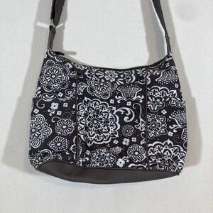 Thirty One Free To Be‎ Carry All Purse Sling Travel Bag Woodblock Floral